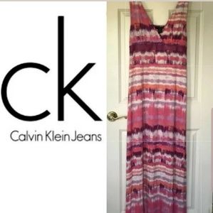 Calvin Klein Multi Faux Leather Dtl Maxi Dress S
